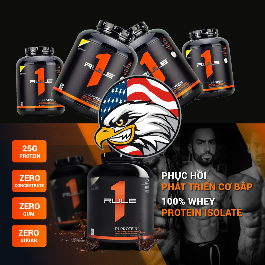 Sữa Tăng Cơ Rule1 Protein Isolate 5lbs