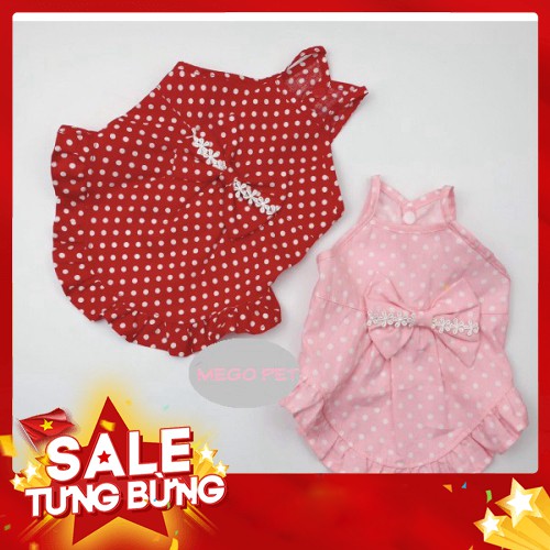 -Hàng nhập khẩu Áo Chó Mèo - Đầm 2 Dây Chấm Bi Liên hệ mua hàng 084.209.1989