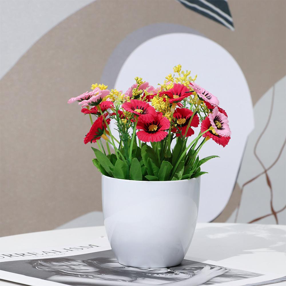 KUNHEV Chậu Hoa Mẫu Đơn Nhân Tạo Màu Sắc Tươi Sáng Để Bàn Trang Trí