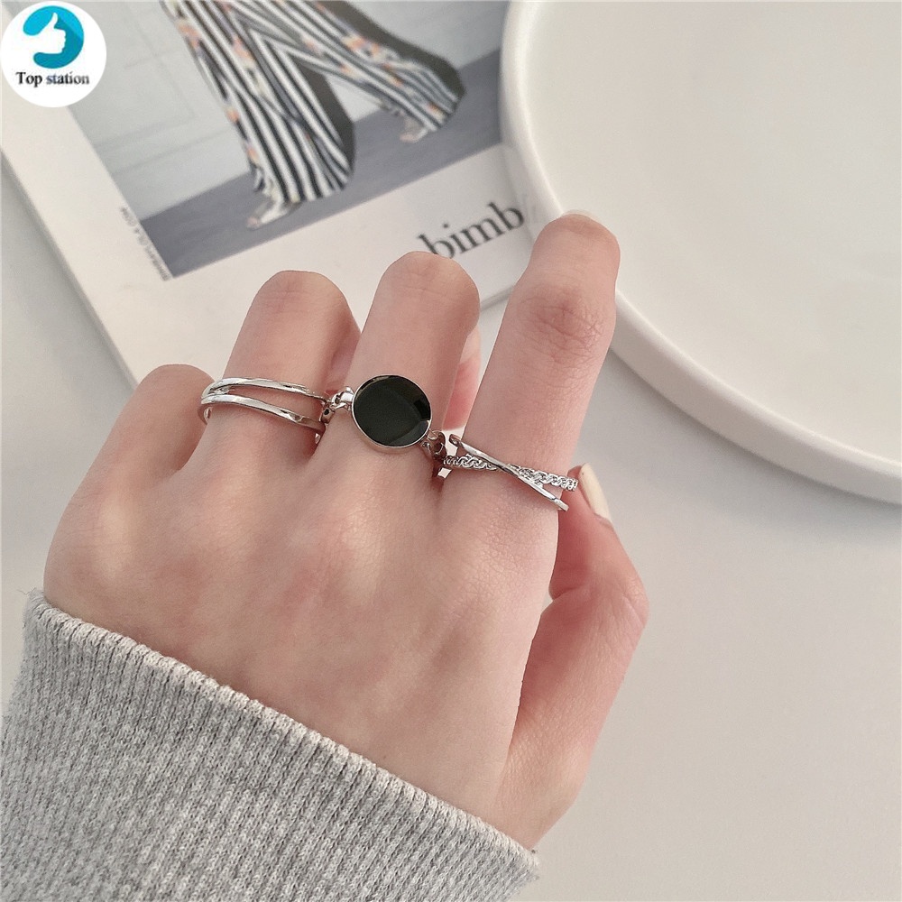 Set 3 nhẫn đeo tay phong cách retro thời trang dành cho nữ