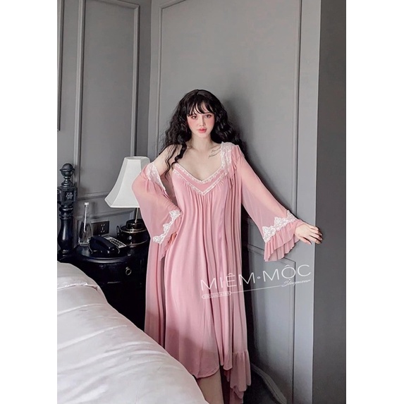 Sét Váy Ngủ  Kèm Choàng Cao Cấp, Váy Ngủ Tiểu Thư Kèm Váy 2 Dây Chất Mềm Mịn Cực Kì Ấm Áp Cho Các Nàng Từ 40-65kg. | BigBuy360 - bigbuy360.vn