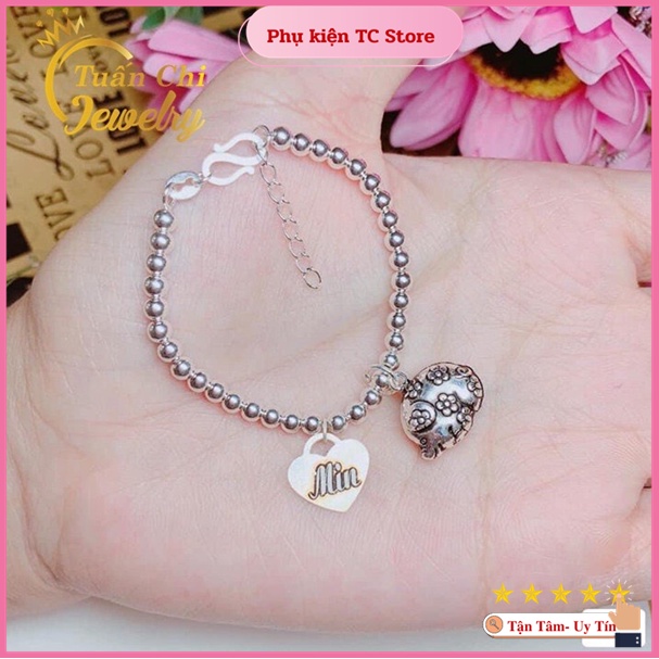 Lắc Tay Trẻ Em BẠC TA Vòng Tay Bạc Trẻ Em  Khắc Tên Ý Nghĩa, Kết Hợp Con Giáp Dễ Thương
