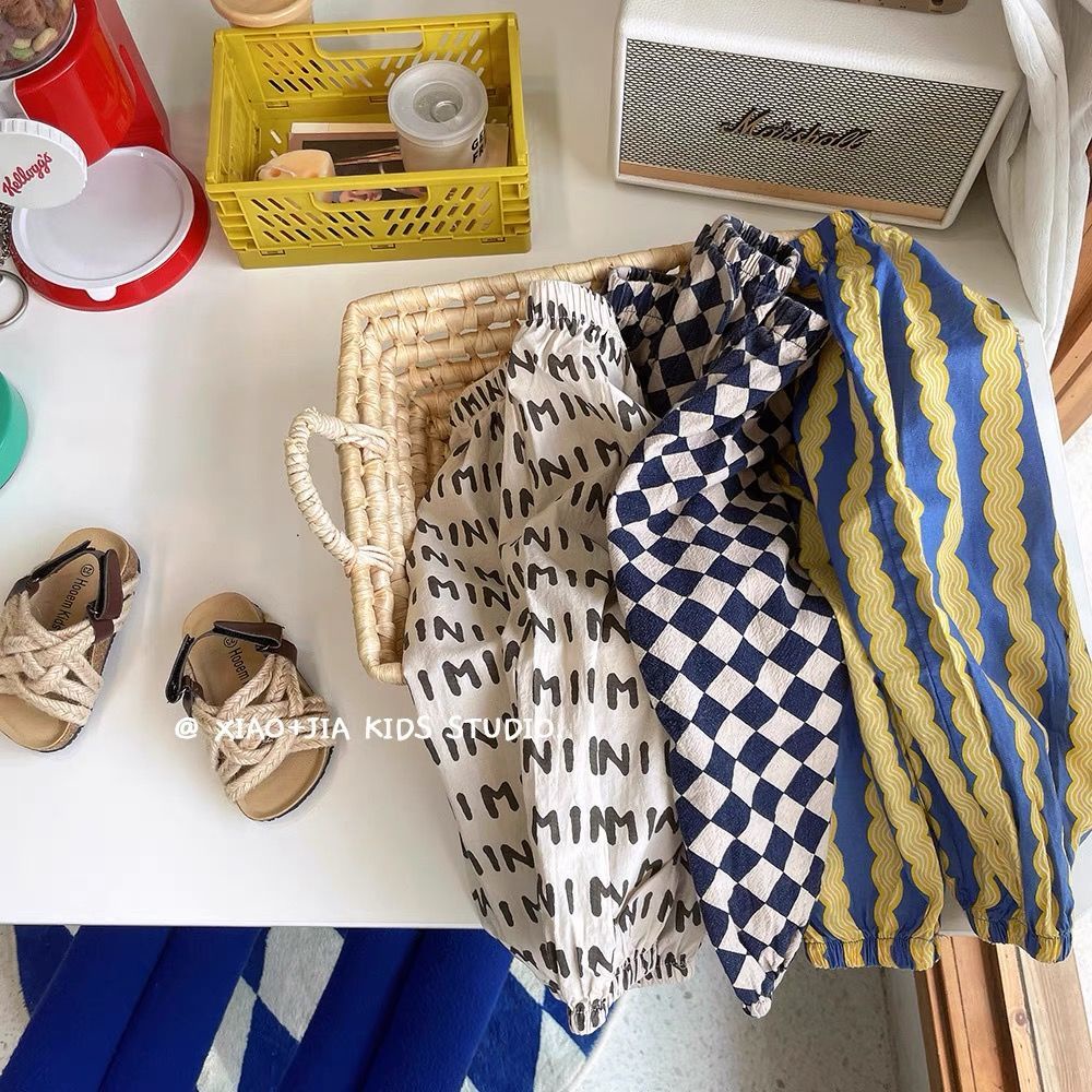 [Babycat] Hàng Có Sẵn Quần Dài Dáng Rộng Bằng Cotton Nguyên Chất Phong Cách Hàn Nhật Thời Trang Mùa Hè Hàn Quốc Thông Dụng Chống Muỗi Phong Cách Phương Tây Dành Cho Bé Trai Bé Gái