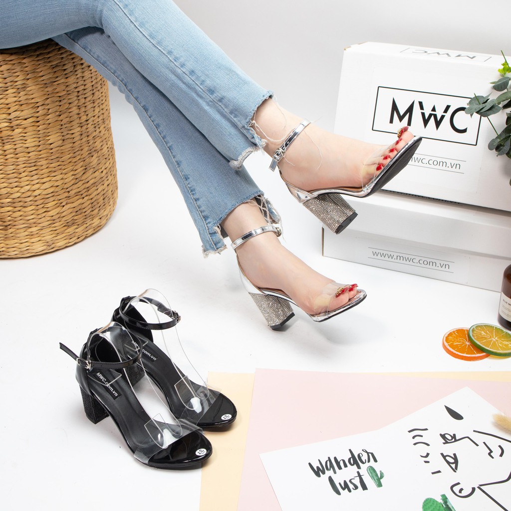 GIÀY CAO GÓT NỮ MWC - CAO GÓT QUAI TRONG GÓT VUÔNG 7CM - CAO GÓT HỞ MŨI - CAO GÓT THANH LỊCH NUCG- 3752