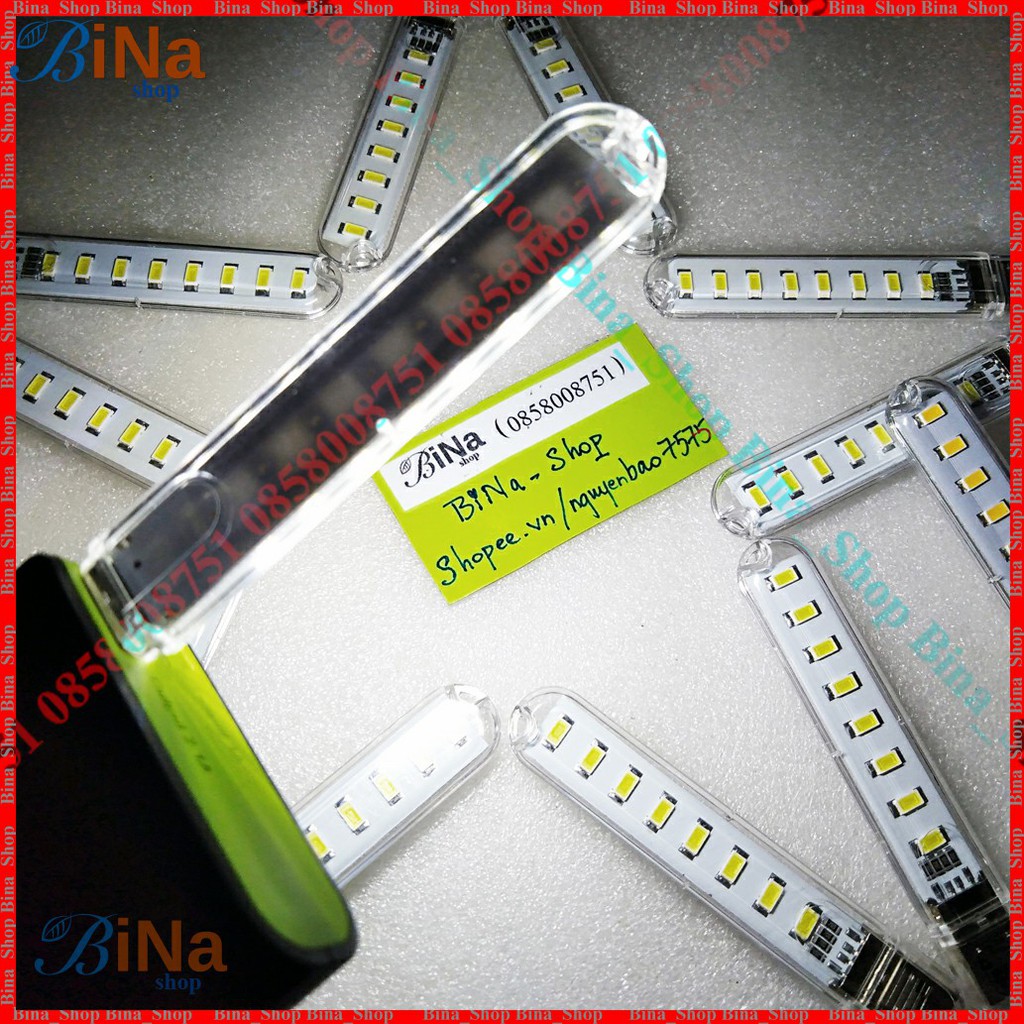 Đèn Led USB 8 bóng trong suốt Trắng ấm / Vàng ấm
