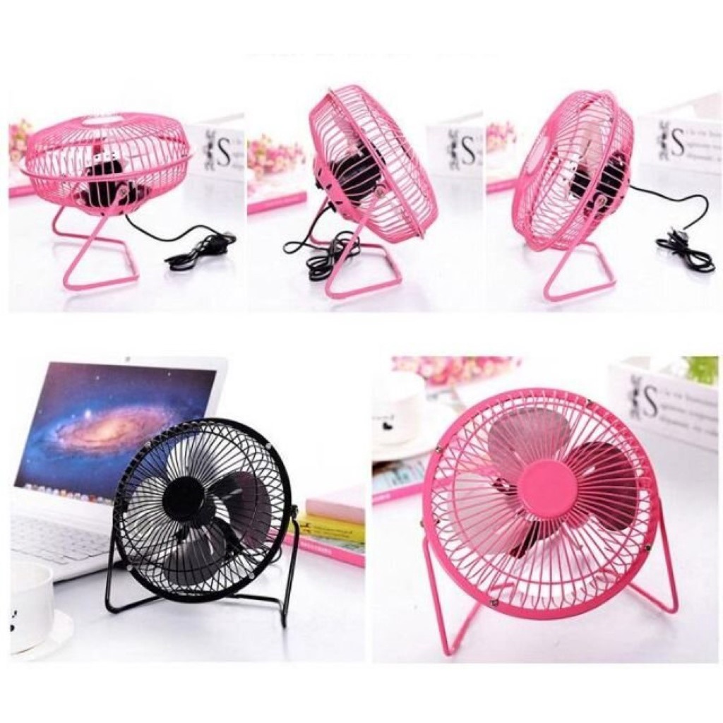 Quạt mini lồng sắt 4 cánh nhỏ gọn mát cắm điện cổng usb gập xoay để bàn làm việc văn phòng xe hơi ô tô giường ngủ em bé