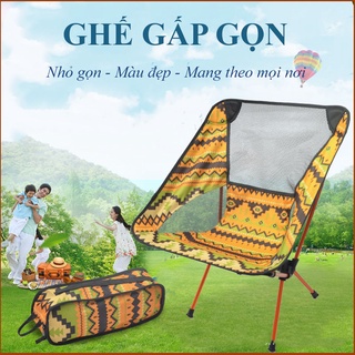 Ghế thổ cẩm phượt du lịch câu cá dã ngoại siêu gọn, cắm trại, outdoor - ghế xếp cầm tay siêu nhẹ