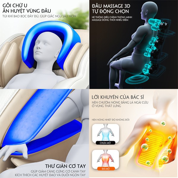 [HOT 2021] Ghế massage  tự động Massage toàn thân, Quý Phái Thời Thượng (Có 2 màu)