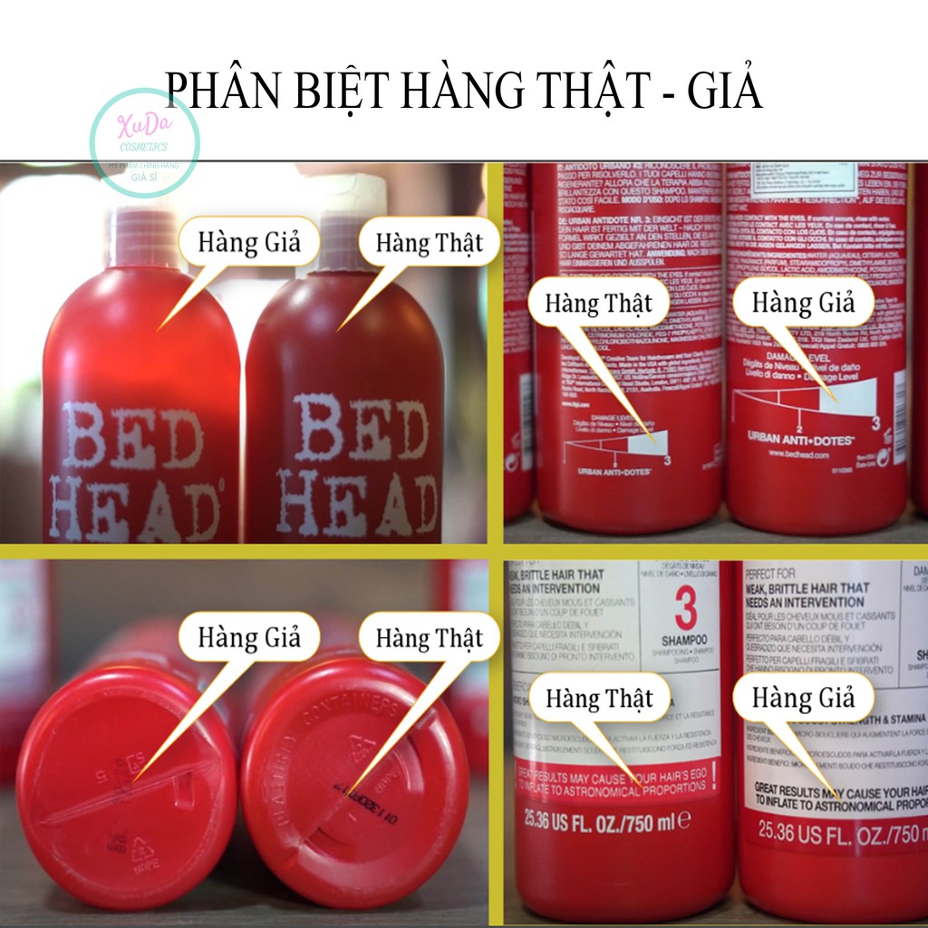 Dầu gội tigi đỏ Bed head cặp gội xả chính hãng  phục hồi tóc hư tổn 750ml