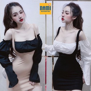 SET ÁO TRỄ VAI KÈM VÁY YẾM BODY XINH THẦN THÁNH - QANU0100