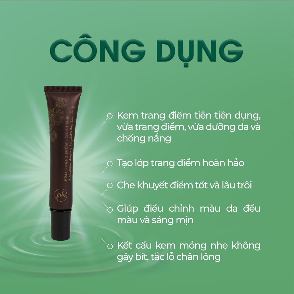 Kem trang điểm CC cream Phấn nụ Hoàng Cung giúp dưỡng da, chống nắng và giúp lớp trang điểm lâu trôi an toàn cho da 20gr