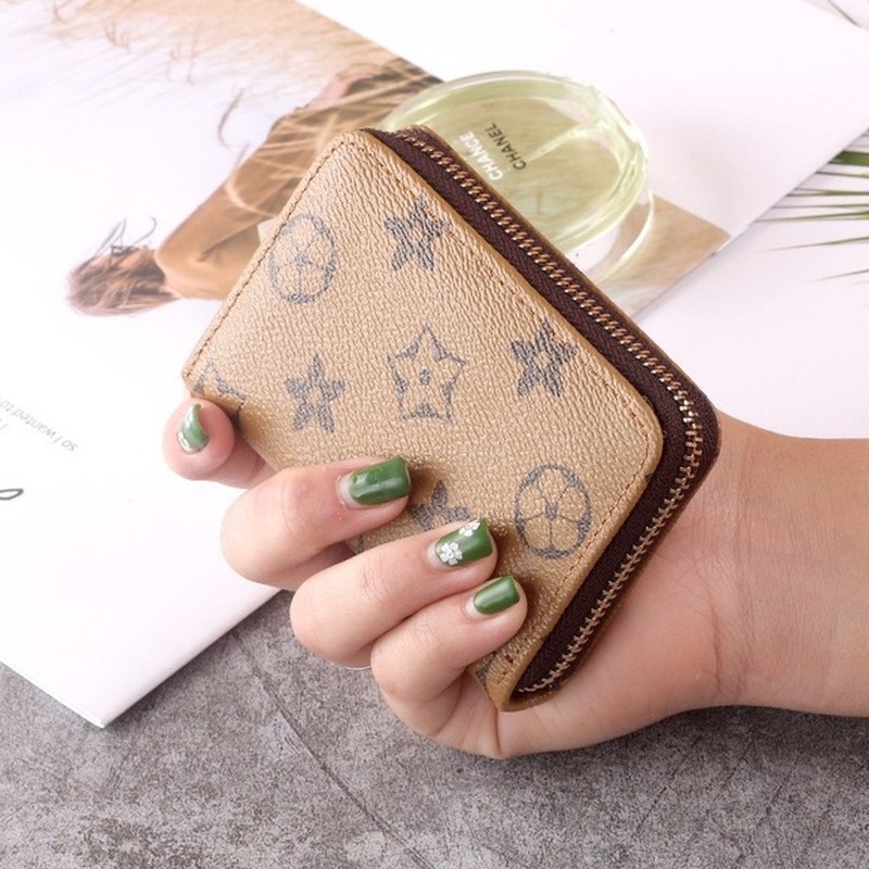 Ví Ngắn Đựng Tiền Xu / Thẻ Có Khóa Kéo In Họa Tiết Đơn Giản Xinh Xắn Ốp