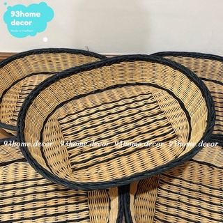 Giỏ mây bầu dục đựng bánh mỳ, hoa quả, khay mây để đồ đa năng