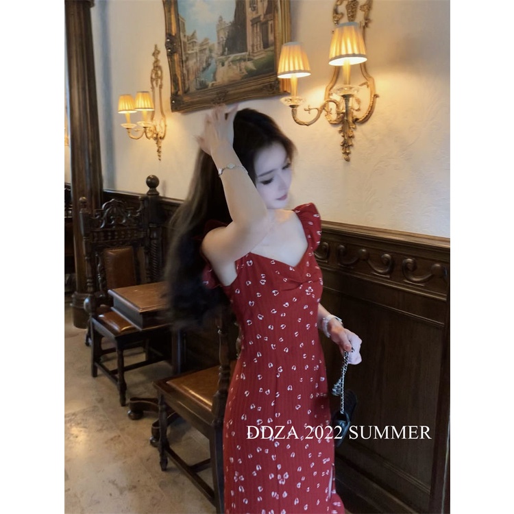 Đầm Hoa Dáng Ôm Xẻ Tà Thời Trang Pháp Quý Phái Dành Cho Nữ