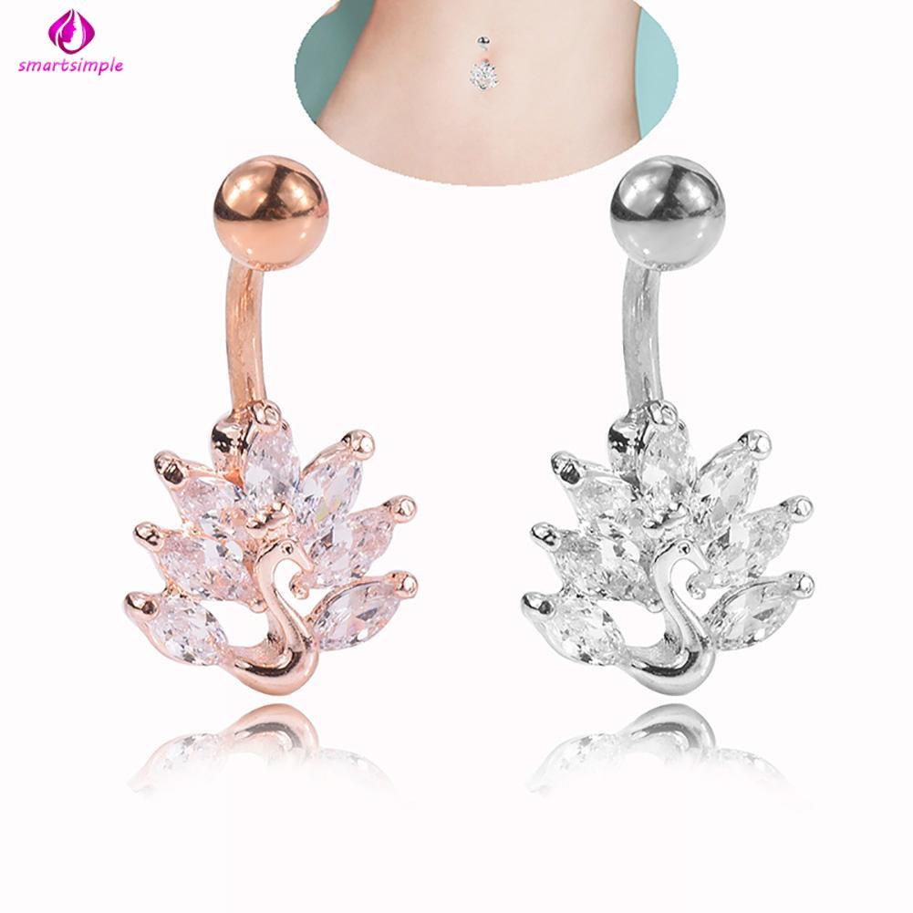 1 Khuyên Rốn Hình Chim Công Đính Đá Nhiều Màu Sắc Cá Tính