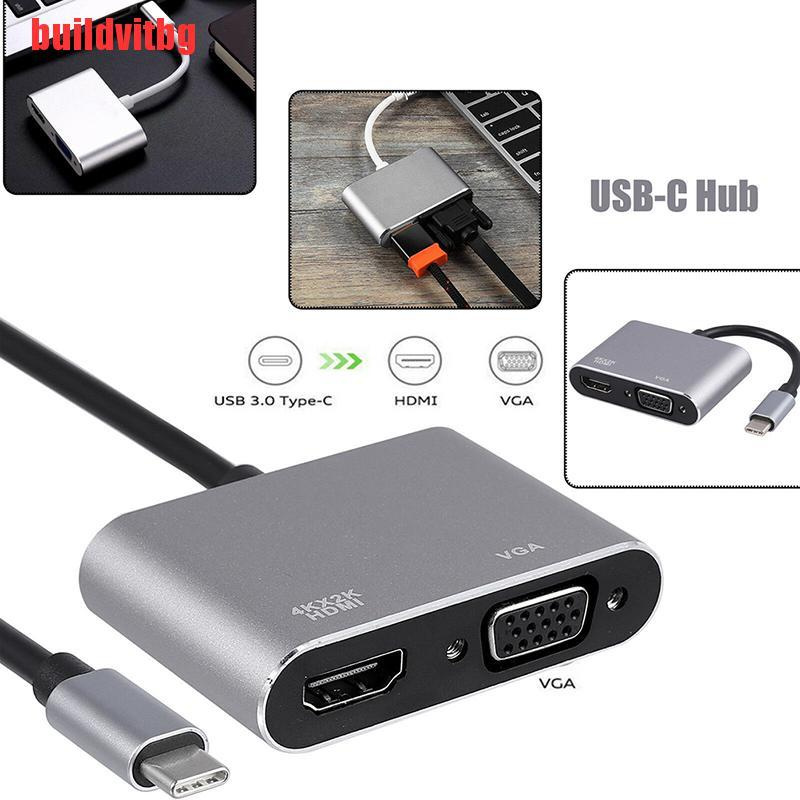 Bộ Chuyển Đổi Usb 3.1 Type C Sang Vga Usb C Sang Hdmi 4k Uhd Gvq