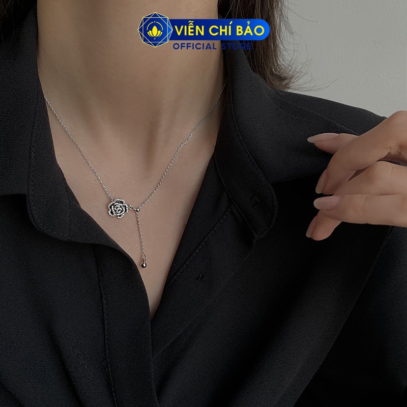 Dây chuyền bạc nữ Black Rose chất liệu bạc 925 thời trang phụ kiện trang sức nữ Viễn Chí Bảo D000229