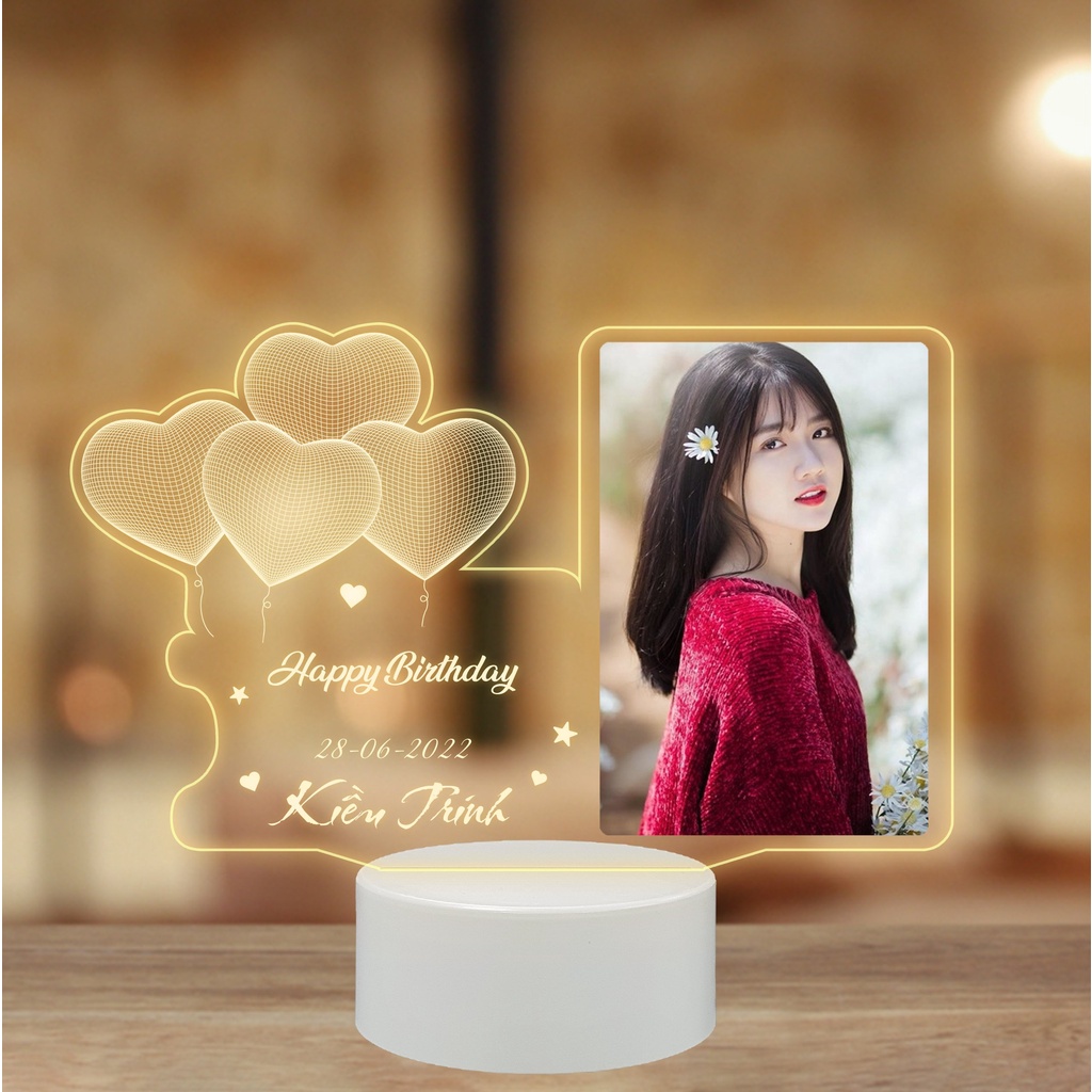 Đèn led 3D thiết kế theo yêu cầu tặng sinh nhật, 14/2,08/3..., quà cưới, đèn ngủ