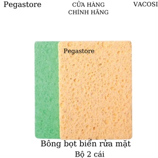 Bông nở rửa mặt VACOSI CLEANSING SPONGE - bọt biển rửa mặt BN01 (Bộ 2 cái)