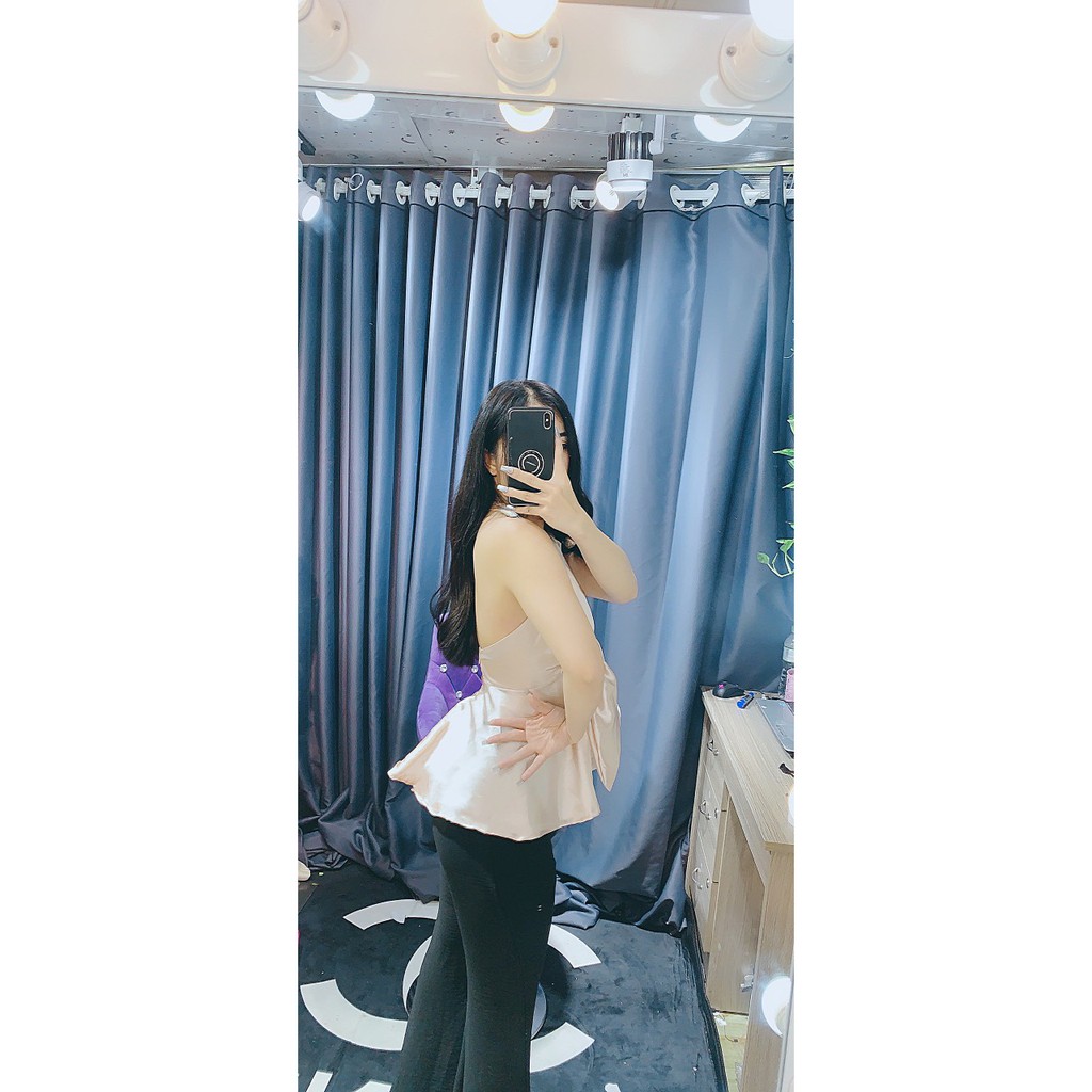 siêu hot set thiết kế áo yếm phi lụa xòe kèm quần tây loe nhẹ đủ màu cực xinh siêu hot hit