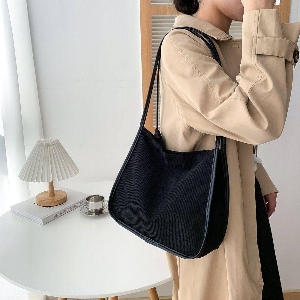 Túi Tote Đeo Vai Cỡ Lớn Chất Liệu Nhung Kẻ MIHAN1 Cho Nữ