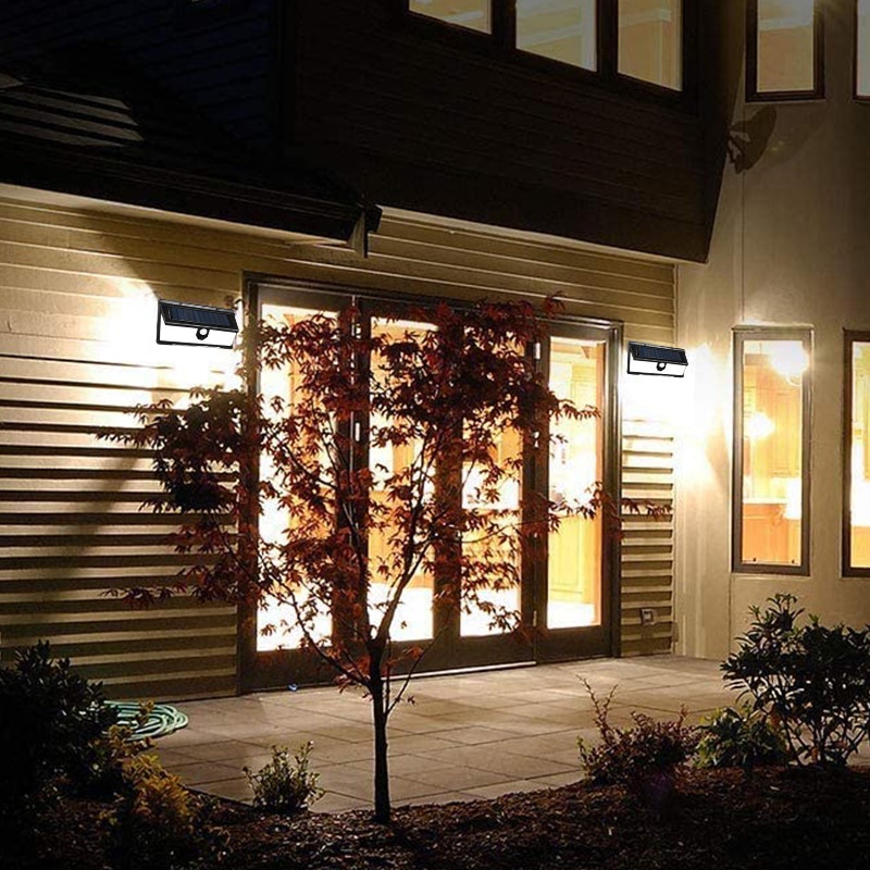 Đèn LED Cảnh Báo Hồng Ngoại Năng Lượng Mặt Trời 190 LED Chống Nước Cảm Biến Chuyển Động Cho Sân Vườn