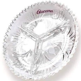 🌸Dĩa thủy tinh cao cấp 3 ngăn đựng bánh mứt, trái cây  tiện lợi .Quà tặng từ sữa Glucerna