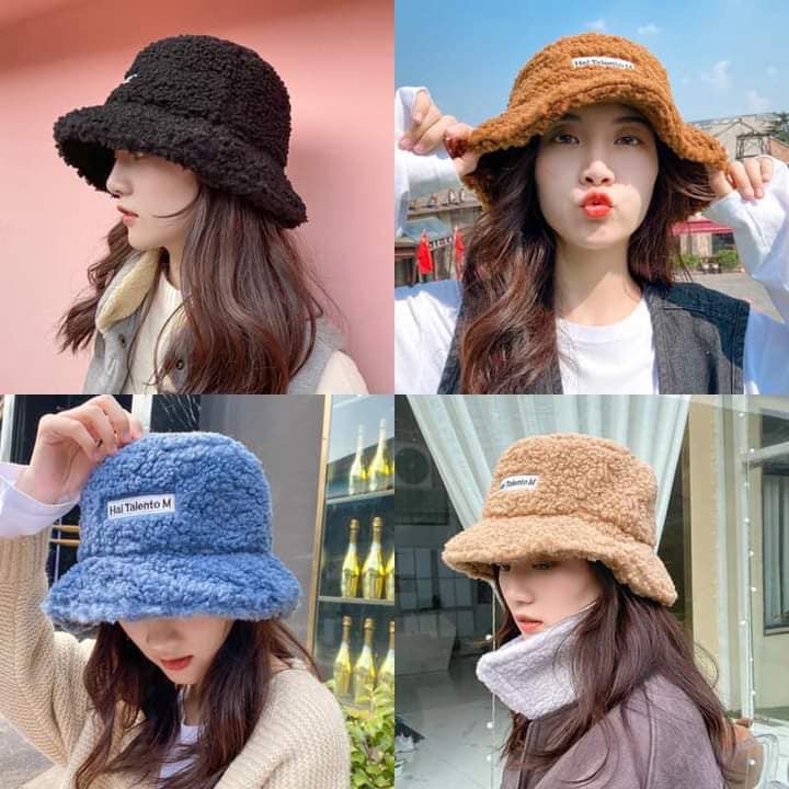 Mũ bucket lông cừu Hàn Quốc