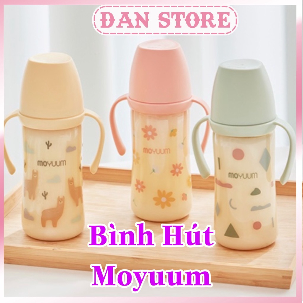 Bình hút nước moyuum, uống sữa có tay cầm và ống hút của moyuum. Bình sữa moyuum có ống hút