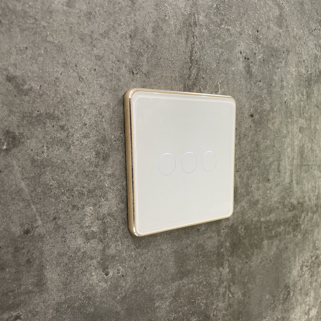 Công tắc Tuya Zigbee vuông 1 2 3 4 nút cao cấp viền nhôm vàng đủ dây LN