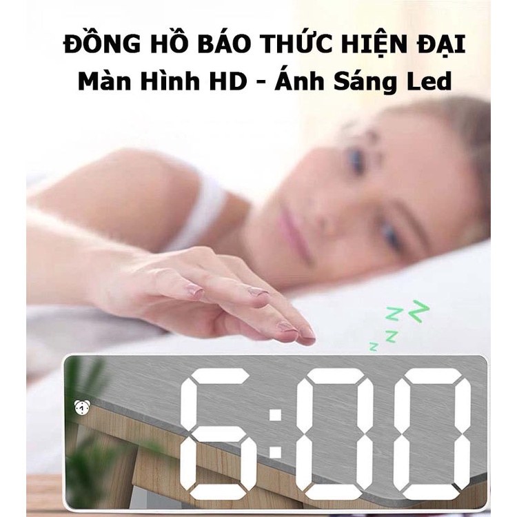 Đồng Hồ Led Để Bàn Báo Thức Điện Tử Thông Minh Decor trang trí bàn làm việc, màn gương số to rõ đa chức năng G0712
