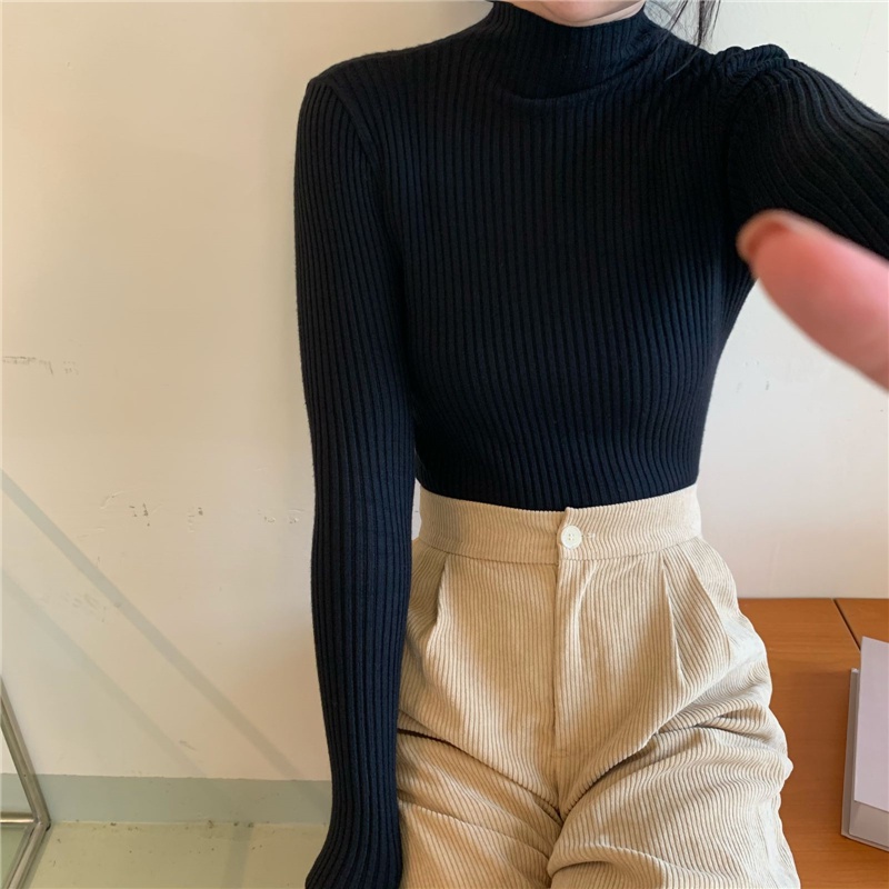 Áo dệt kim cổ cao giữ ấm thời trang Hàn Quốc cho nữ