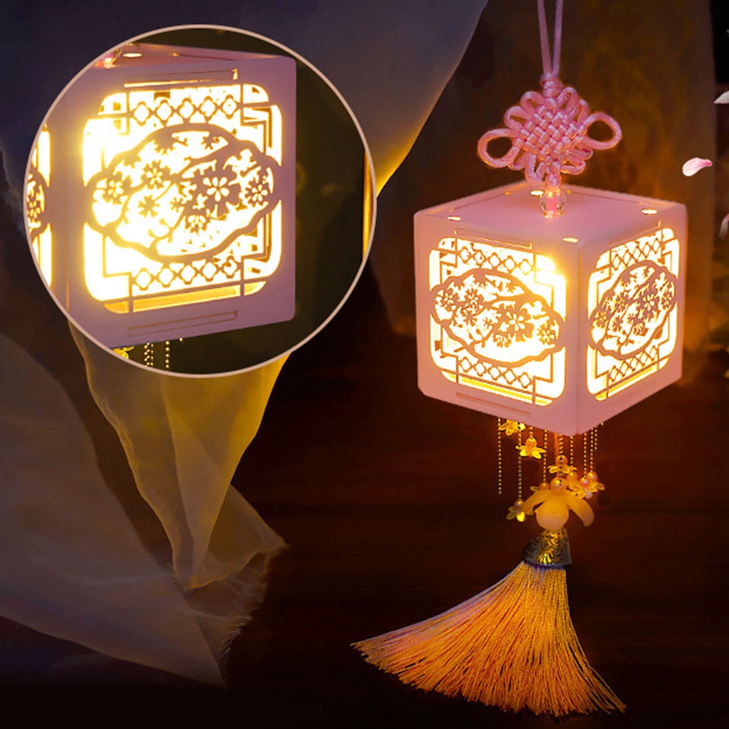 Bộ hộp lồng đèn Trung Hoa cổ bằng gỗ làm thủ công bắt mắt trang trí giáng sinh sáng t