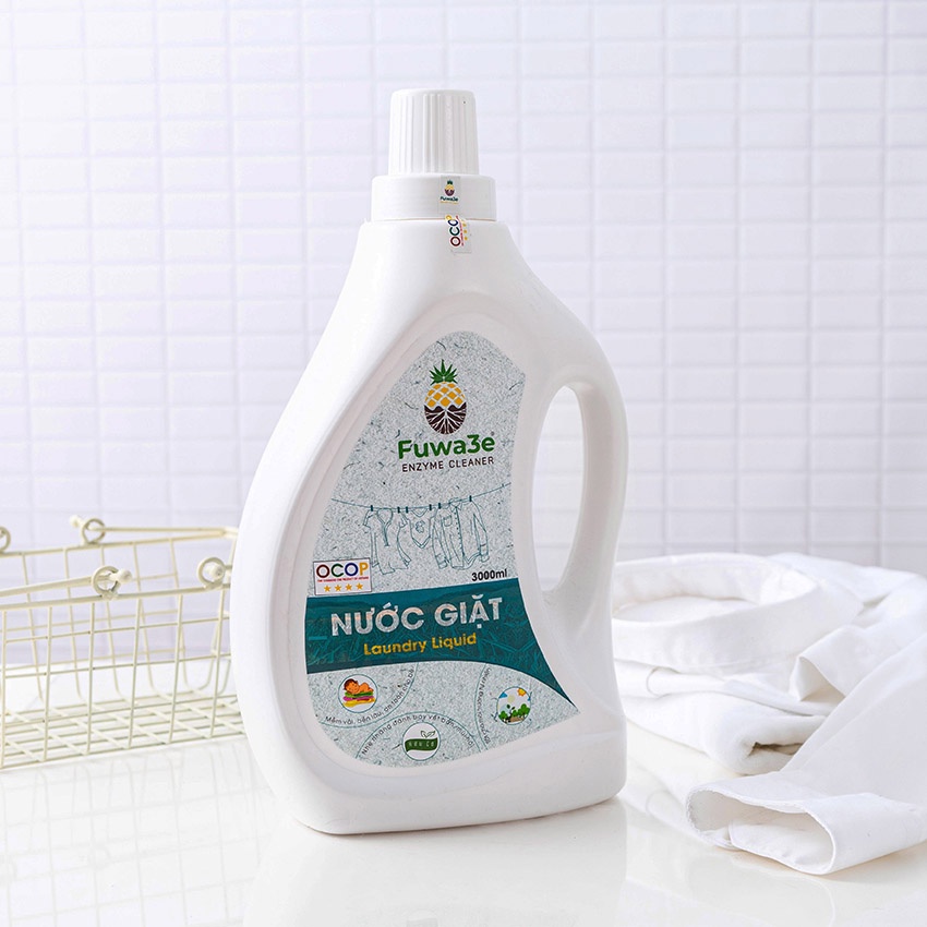 Nước giặt hữu cơ Fuwa3e organic 3L giặt quần áo, đồ lót, chất tẩy rửa sinh học Fuwa an toàn cho bé bảo vệ da tay FW002B