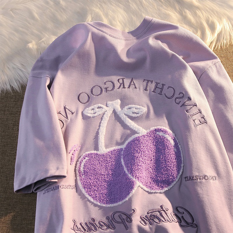 Áo Thun Nữ Cổ Tròn Ngắn Tay In Hình 3 Màu