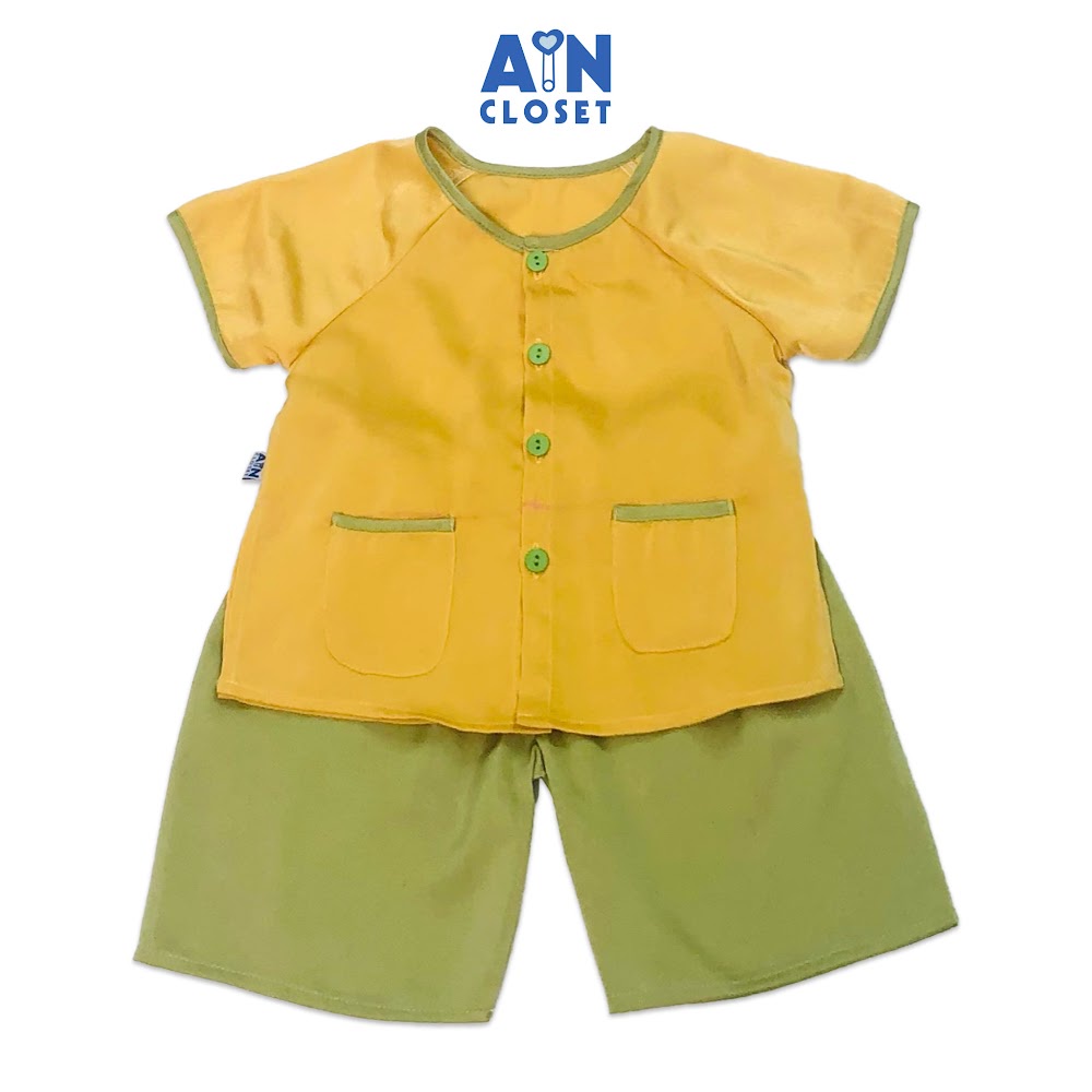 Bộ quần áo bà ba lửng unisex Vàng xanh lụa ngọc trai - AICDBTPMPT9T