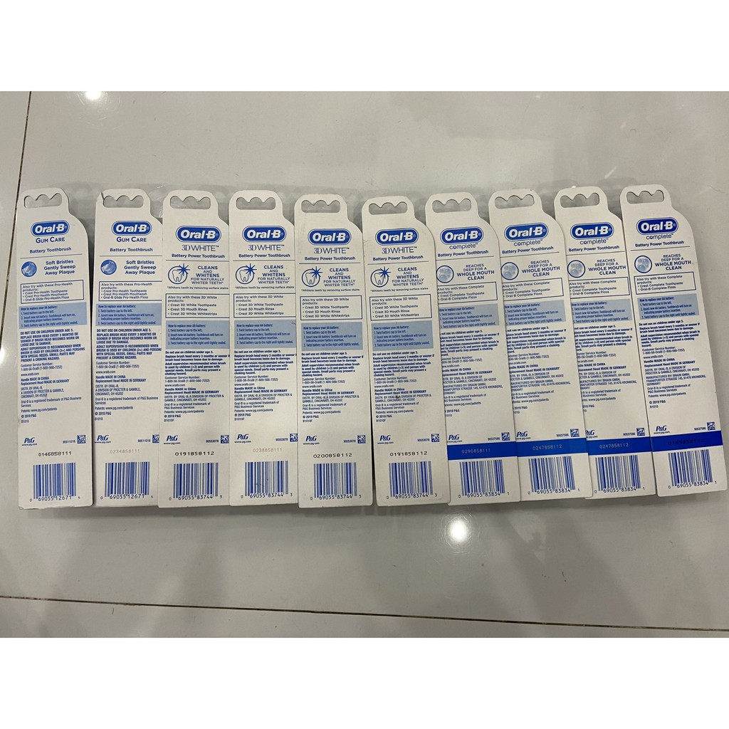 Bàn Chải Pin Oral-B Gum care, 3Dwhite, Complete - Dùng pin AA