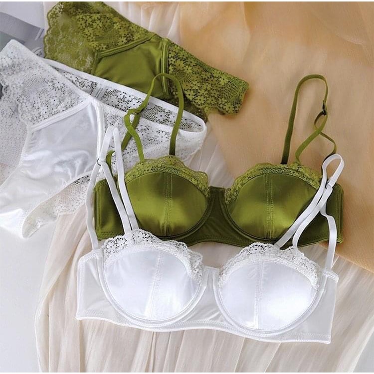 Bộ lót nữ Embra satin không mút đệm mỏng có gọng ren sexy cao cấp, lót mỏng nhẹ thoáng mát nâng ngực tự nhiên EBB65