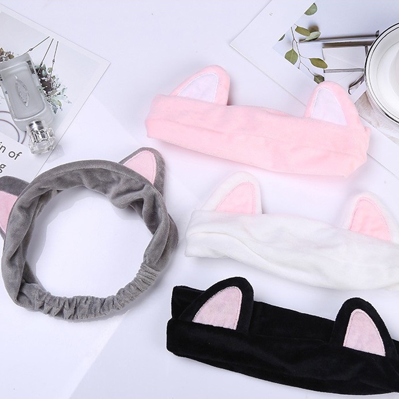 Băng Đô Rửa Mặt Tai Mèo, Vải Nhung Mềm Mượt Dễ Thương - Phong Cách Hàn Quốc Tiện Lợi