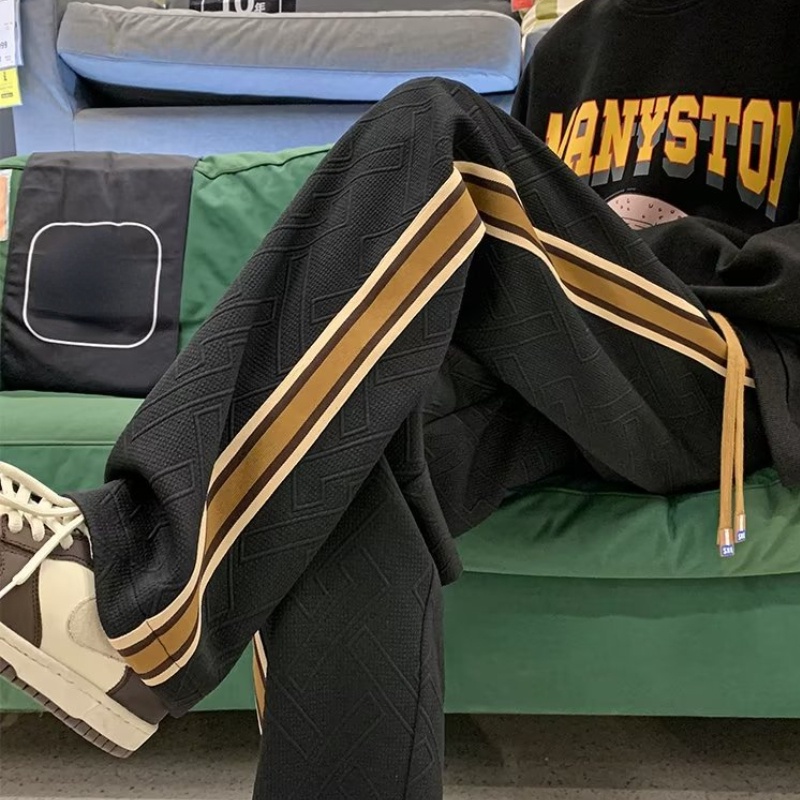 Quần Dài Dáng Rộng Họa Tiết Kẻ Sọc Phong Cách Hàn Quốc Thời Trang Xuân Thu Mới Cho Nam Size M-3XL