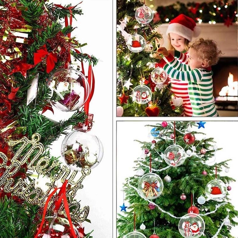 Quả cầu trong suốt nhiều màu sắc kích thước 8cm dùng trang trí cây thông noel
