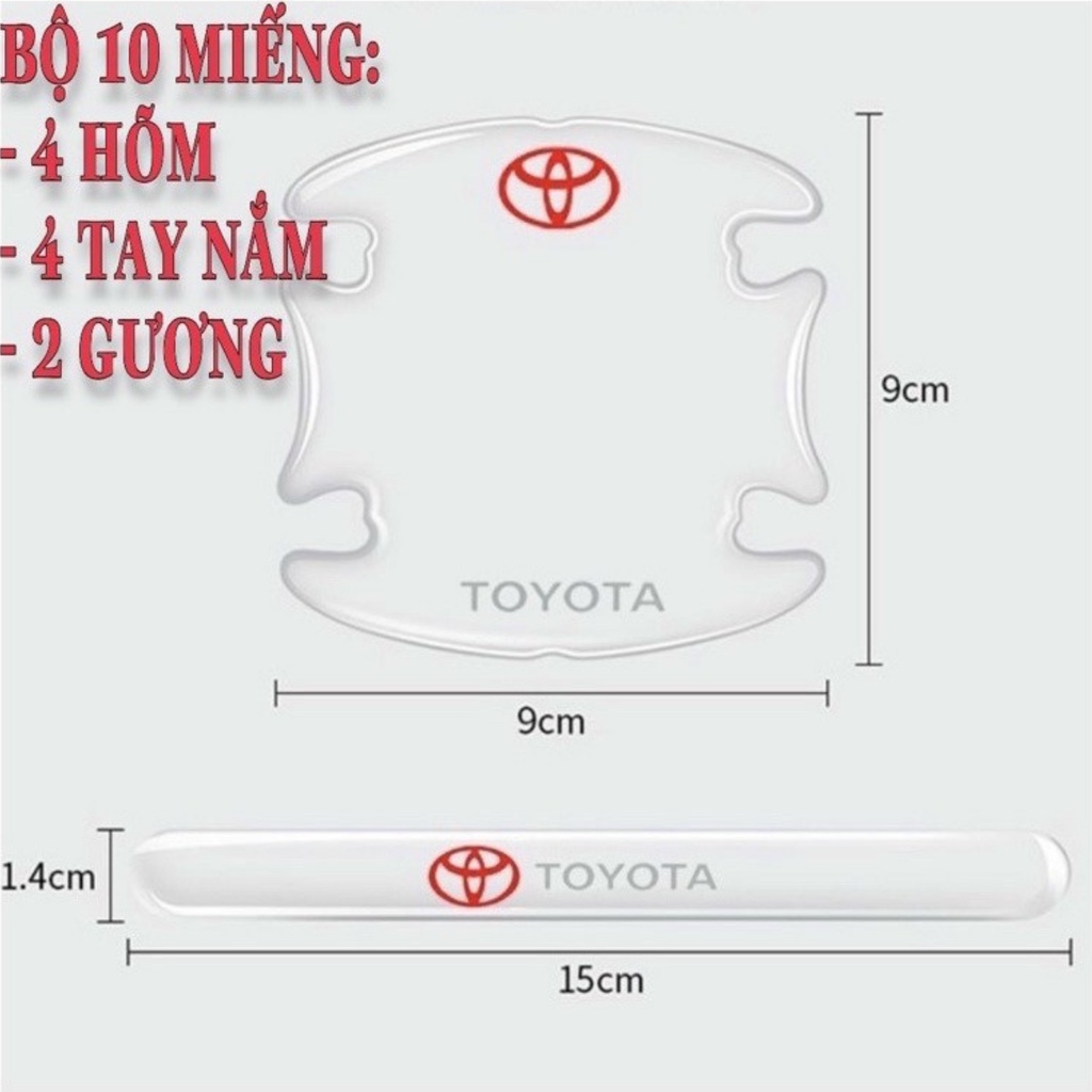 Bộ 4-6-10 Miếng Dán Silicon Chống Xước Hõm Cửa, Tay Nắm Cửa , Gương Ô Tô Xe Hơi Có Logo Hãng Xe