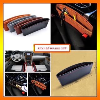 Khay Để Đồ Khe Ghế Trên Ô Tô Tiện Lợi Bọc Da Đủ Màu - Khay Dẹt