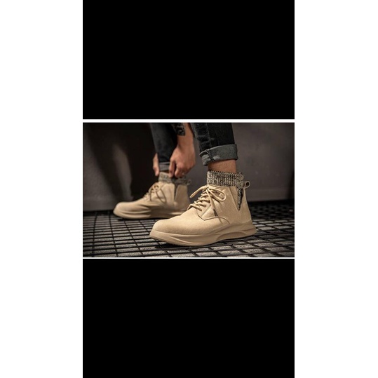 Giày nam da lộn cổ chun đi địa hình