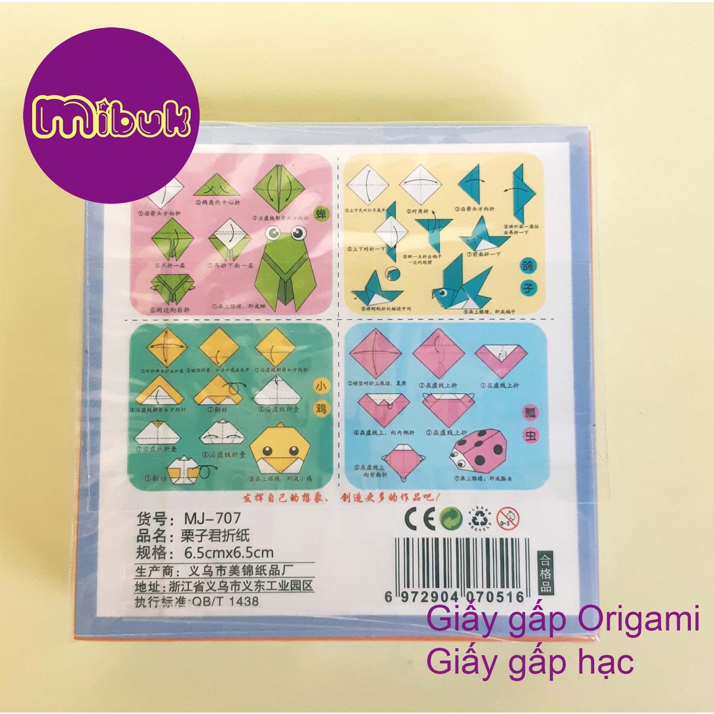 Giấy gấp hạc 6.5cm 176 tờ 8 màu