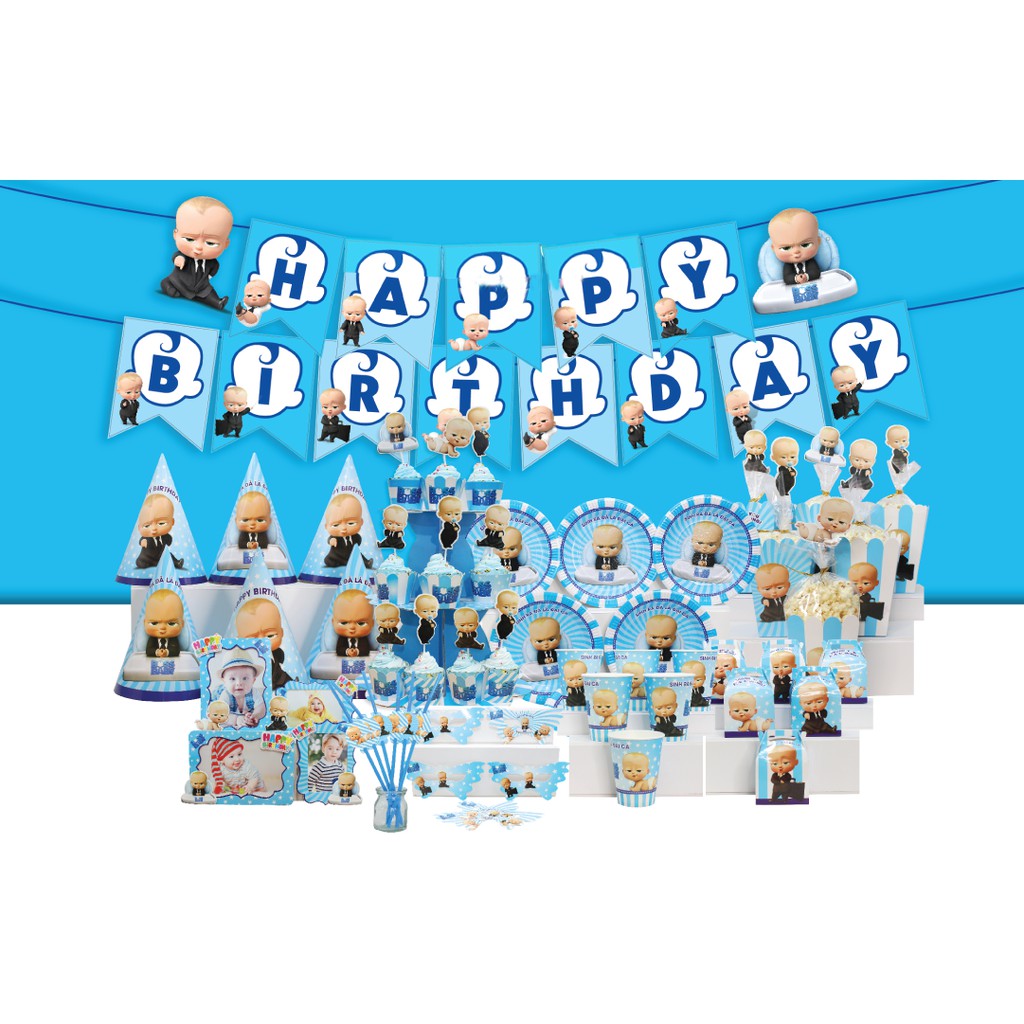 Set Mega trang trí sinh nhật đầy đủ (chủ đề Nhóc trùm)