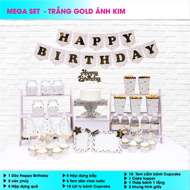 Set Phụ kiện sinh nhật ánh kim mẫu mới