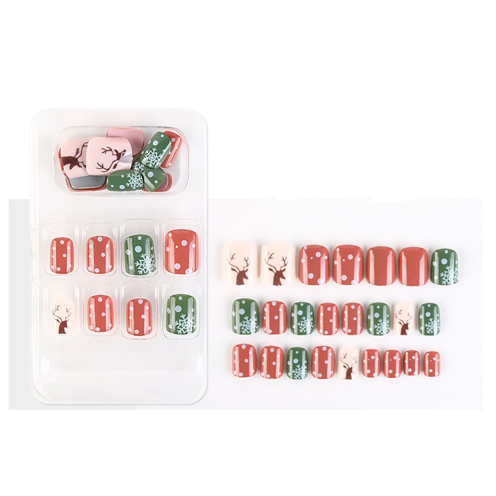 Móng Tay Giả Ngắn Bằng Acrylic Che Phủ Toàn Diện Thiết Kế Hình Học Có Thể Tháo Rời