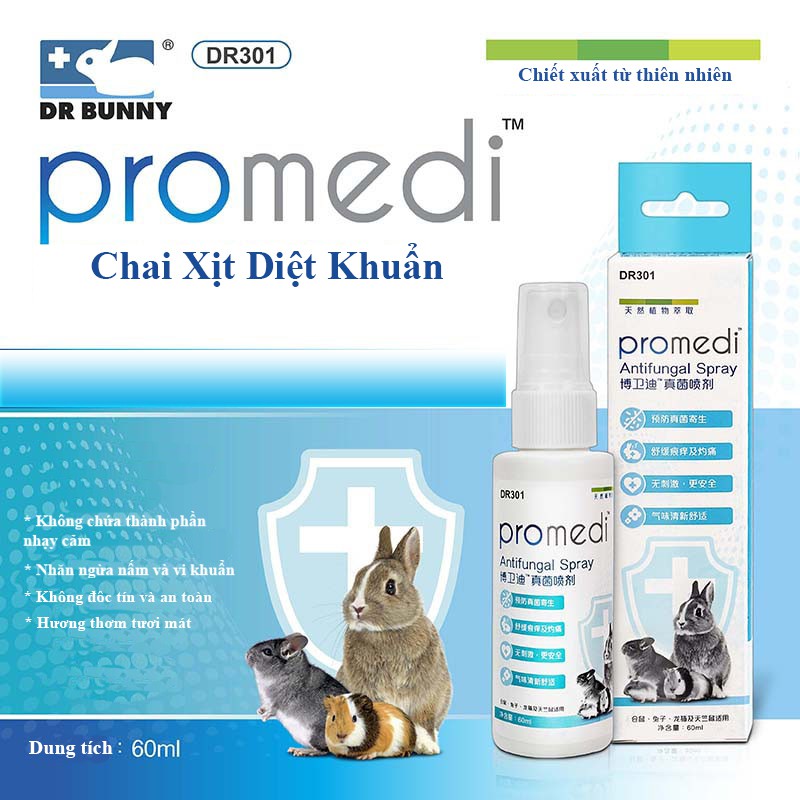 [Mã PET50 giảm 10% - tối đa 50K đơn 250K] Chai Xịt Diệt Khuẩn cho Thỏ, Hamster, Bọ, Chinchilla- DR301 - Hàng chính hãng