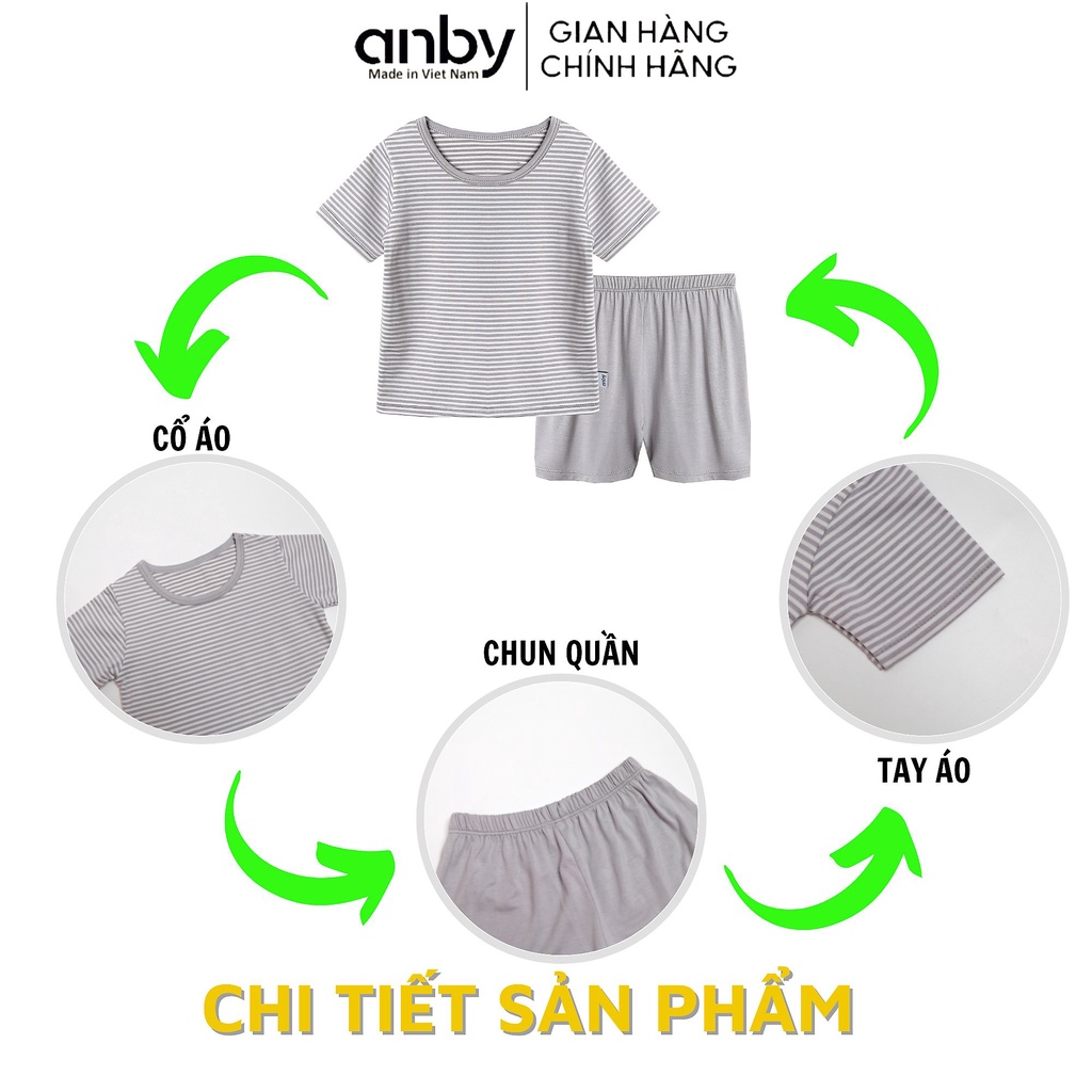 Bộ tay ngắn sọc nhí Anby cho bé chất liệu thun lạnh thích hợp mặc nhà từ 8-24kg